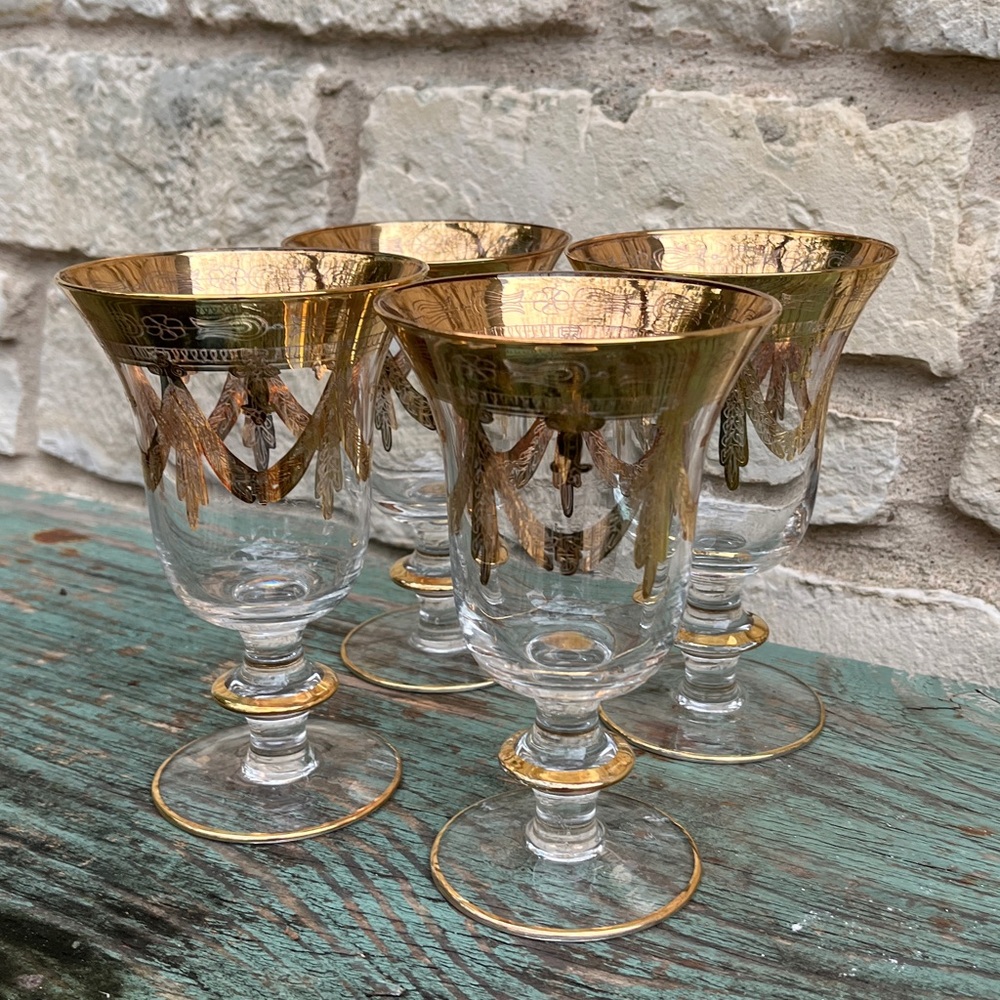 Vintage Discontinued  Hand Blown Medici 24k Gold Water Goblet by Arte Italica - Picture 8 of 9